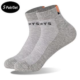 Herre 5 Par Multipakker Sokker Besetningssokker Joggesokker Hverdagssokker Svart Hvit Farge Bokstaver Feriereise Sport  Utendørs Daglig Grunnleggende Normal Vå
