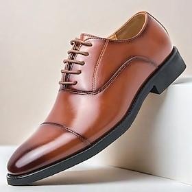 brune oxfordsko i imitert skinn for menn med klassisk cap-toe-design - elegante formelle snøresko for bryllup, forretninger og spesielle anledninger