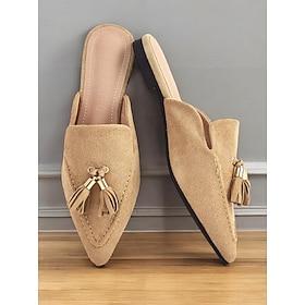 stijlvolle camel suède loafer muiltjes met kwastjesdetail voor dames  perfect voor casual en chique gelegenheden