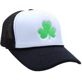 Herre Baseballcaps Solhatt Trucker Hat Nettinghette Lyseblå Svart polyester Netting Broderi Justerbare Mote Saint Patricks dag Festival kløver عادي Fritid / hv