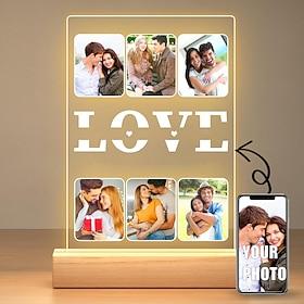 Personalized Light Up Photo Frame Valentines LOVE Custom Acrylic Night Light USB Powered Perfect for Valentine's Day Lovers  Anniversary Couples Birthday Boyfr