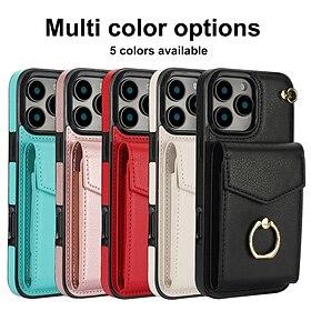 telefoon hoesje Voor iPhone 16 Pro Max Plus iPhone 15 Pro Max Plus iPhone 14 13 12 11 Pro Max Plus Achterkant Ringhouder met polsband Kaartsleuf Retro TPU PU-n