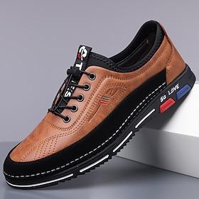 stijlvolle bruine casual schoenen van imitatieleer voor heren met zwart contrastdetail, comfortabele pasvorm en duurzame zool, ideaal voor dagelijks gebruik en