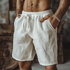 Men's Shorts Summer Shorts Beach Shorts Baggy Shorts Drawstring Elastic Waist Straight Leg Plain Comfort Breathable Short Outdoor Casual Daily Classic Style Re