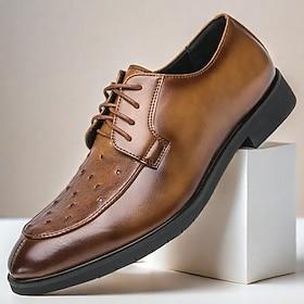 Stylish Brown Faux Leather Oxford Shoes with Perforated Cap Toe for Men  Perfect for Wedding,  Business and Formal Occasions