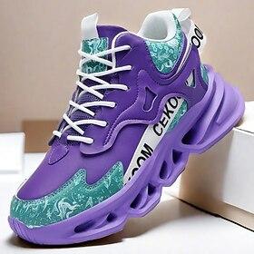 paarse high-top sneakers voor heren met dikke zool - stijlvol en comfortabel, perfect voor casual wear