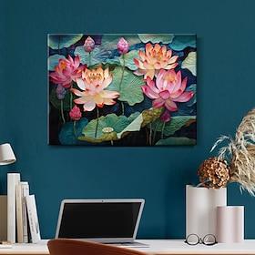 lotus pund blomst led lerret veggkunst led opplyst veggdekor 2aa batteridrevet opplyst lerretstrykk led lys kjøkken soverom eller hjemmeinnredning