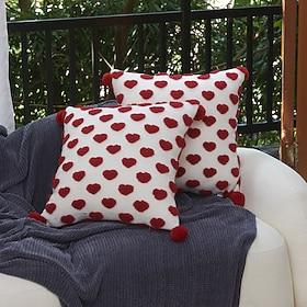 valentinsdag kaste putetrekk kjærlighet med pompong hjerte par dekorasjoner broderi putetrekk hjemmeinnredning til sofa kjæreste sofa soverom hvit rød