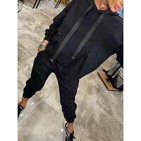 Women's Fashion Hoodies  Sweatshirts Chinos Long Sleeve Hooded Solid Color Sequins Work Daily Wear Black Royal Blue Gray Spring   Fall Regular Fit