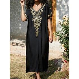 Women's Floral V Neck Maxi Dress Half Sleeve Summer Spring