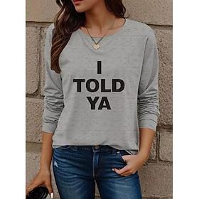 Dames T-shirt Modieus leuke Style Normale tops Lange mouw Strakke ronde hals Vakantie Uitgaan Weekend Grijs Lente Herfst Winter