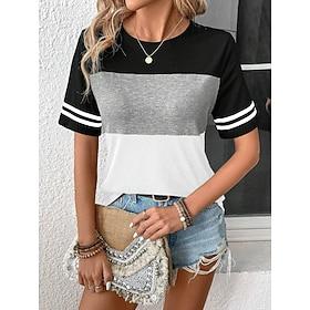 Dames T-shirt Casual Afdrukken Korte mouw Normale tops Dagelijks Zwart blauw Zomer