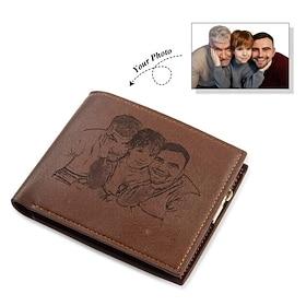 personlig indgraveret læder pung brugerdefineret foto bifold pung gave til mænd mand kæreste far søn -valentinsdag fødselsdag fædre dag jul jubilæum dimission