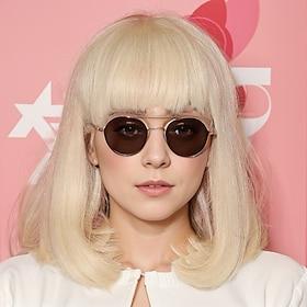 Lady Gaga Inspired Wigs Synthetic Wig Straight With Bangs Wig Short Light Blonde Synthetic Hair Women's Fashionable Design Soft Natural Blonde