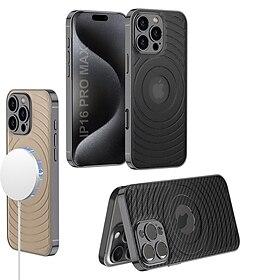 telefoon hoesje Voor iPhone 16 Pro Max Plus Achterkant Magnetisch Ondersteuning draadloos opladen Schokbestendig Retro TPU PU-nahka