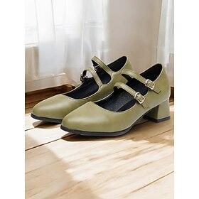 Vintage bruine Mary Jane-schoenen met blokhak voor dames – ontwerp met dubbele band voor casual en kantoorkleding