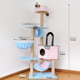 61 Inches Cat Tree/Cat Tree House and Towers for Large Cat/Cat Climbing Tree with Cat Condo/Cat Tree Scratching Post/Perches/Hammock, Multi-Level Large Cat Tre