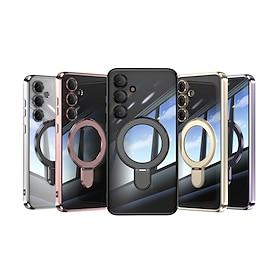 telefoon hoesje Voor Samsung Galaxy S24 Ultra S24 Plus S24 FE Achterkant met standaard Magnetisch Ondersteuning draadloos opladen Retro Overtrekken