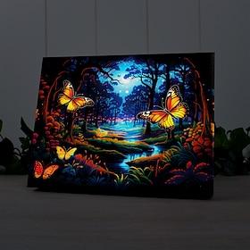 trippy led canvas veggkunst led opplyst veggdekor 2aa batteridrevet opplyst canvas print led lys kjøkken soverom eller hjemmeinnredning sommerfugler skog