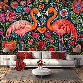 valentinsdag flamingoer hengende billedvev veggkunst stor billedvev veggmaleri dekor fotografi bakteppe teppe gardin hjem soverom stue dekorasjon