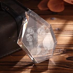 Personalized 3D Engraved Crystal Photo Gift Custom Rectangle Shaped Holographic Laser Photo Decoration Birthday,Valentine's Wedding Memorial, Mother's Day,Chri