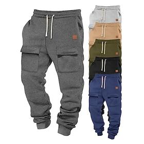 Men's Athletic Pants Joggers Trousers Cargo Sweatpants Pocket Drawstring Elastic Waist Plain Comfort Sports Outdoor Daily Fashion Casual Black Army Green Micro