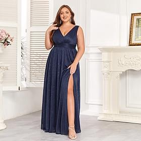 A-lijn Jurken voor bruiloftsgasten Elegant Jurk Bruiloft gast Tuinfeest Tot de grond Mouwloos V-hals Bruidsmeisjes Jurk Chiffon V Terug met Split 2024