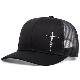 Herre Baseballcaps Solhatt Trucker Hat Nettinghette Svart Kakifarget Bomull Justerbare Mote Dagligdagstøy Festival Tro Ensfarget / vanlig farge Fritid / hverda