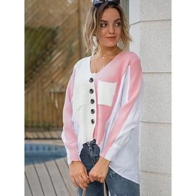 Women's Designer Shirt Bohemia Stylish Casual Color Block Patchwork Long Sleeve Regular Tops V Neck Vacation Party Daily White Spring Fall  Winter