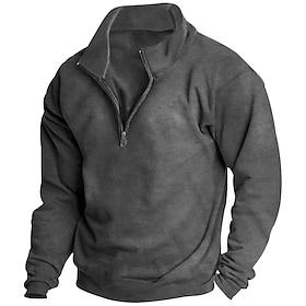 Herre Genser Kvart glidelås genser Aprikos Svart Hvit Vin Rød Halv glidelås عادي Sport Utendørs Daglig Ferie Polyester Gatemote Grunnleggende Fritid Høst vint