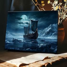 piratbåt led lerret veggkunst led opplyst veggdekor 2aa batteridrevet opplyst lerretstrykk led lys kjøkken soverom eller hjemmeinnredning