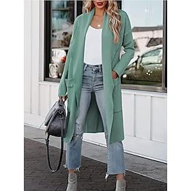 Damen Freizeitjacke Outdoor Tasche Feste Farbe Windundurchlässig Modisch Regular Fit Oberbekleidung Langarm Herbst Blau S