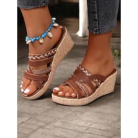 brune korkkilesandaler for kvinner med ankelstropp - stilige og komfortable sommerslip-ons for fritidsklær