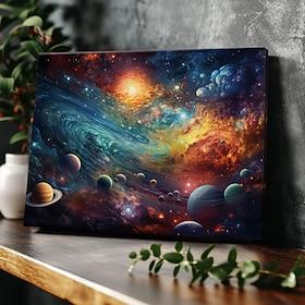 universe galaxy led lerret veggkunst led opplyst veggdekor 2aa batteridrevet opplyst lerretstrykk led lys kjøkken soverom eller hjemmeinnredning