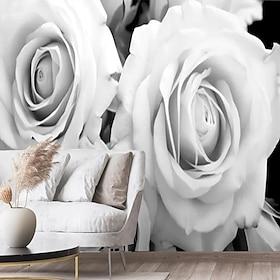 blomst 3d tapet svart og hvit hjemmedekorasjon veggmaleri rull skrell og pinne avtagbar pvc/vinyl materiale selvklebende/klebende nødvendig veggdekor for stue