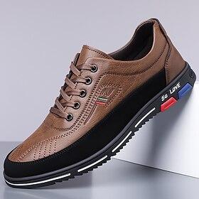 Klassieke bruine herenschoenen van imitatieleer met een duurzame rubberen zool en een stijlvol veterontwerp, perfect voor dagelijks gebruik en informele zakeli