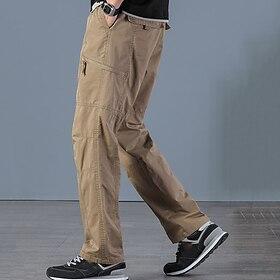 Men's Cargo Pants Trousers Elastic Waist Multi Pocket Plain Wearable Outdoor Daily Camping  Hiking Fashion Classic Black Yellow