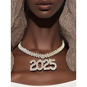 sprankelende 2025 strass choker ketting - perfect voor oudejaarsavondfeestjes
