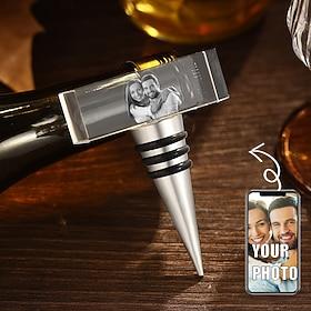 Personalized Wine Bottle Stopper 3D Engraved Crystal Photo Custom Holographic Laser Photo Gift Decoration Birthday,Valentine's Wedding Memorial, Mother's Day,C