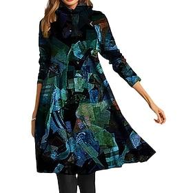 Women's Casual Dress Floral Print Turtleneck Midi Dress Elegant Stylish Vacation Daily Fall Winter