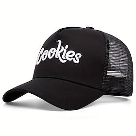 Herre Baseballcaps Solhatt Trucker Hat Nettinghette Svart Hvit Bomull Netting Broderi Mote Fritid Gate Daglig Bokstaver Justerbare Solkrem Pustende