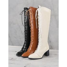 stilige brune snørestøvletter i imitert skinn med blokkhæl for kvinner  perfekt for høst og vinter