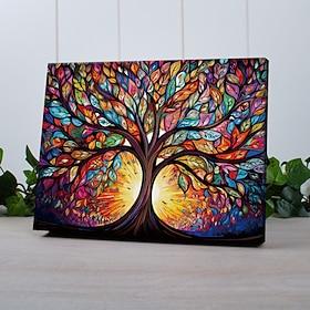tree of life led lerret veggkunst farget glass utskrift led opplyst veggdekor 2aa batteridrevet opplyst lerret print led lys kjøkken soverom eller hjemmeinnred
