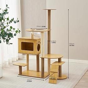 62 Inches Cat Tree/Cat Tree House and Towers for Large Cat/Cat Climbing Tree with Cat Condo/Cat Tree Scratching Post/Multi-Level Large Cat Tree