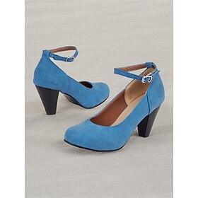 elegante blauwe suède enkelband pumps met blokhak voor dames - perfect voor bruiloften en speciale gelegenheden