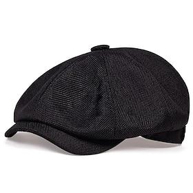 Men's Flat Cap Ascot Hat Newsboy Hat Black Brown Polyester Fashion Casual Street Daily Plain Breathable