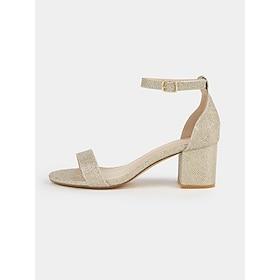 stilige gullglitterblokkhælsandaler for kvinner med ankelstropp  perfekt for fester og bryllup