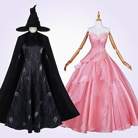 Witch Glinda Elphaba Dress Cloak Outfits Walpurgis Night Women's Adults' Halloween Carnival Mardi Gras Party Performance Stage