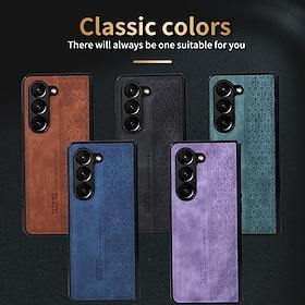 telefoon hoesje Voor Samsung Galaxy Z-vouw 6 Z Fold 5 Z Fold 4 Z Fold 3 Achterkant Schokbestendig Retro TPU PU-nahka