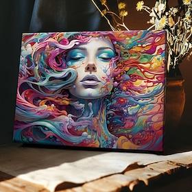 garfitti kvinne led lerret veggkunst led opplyst veggdekor 2aa batteridrevet opplyst lerretstrykk led lys kjøkken soverom eller hjemmeinnredning